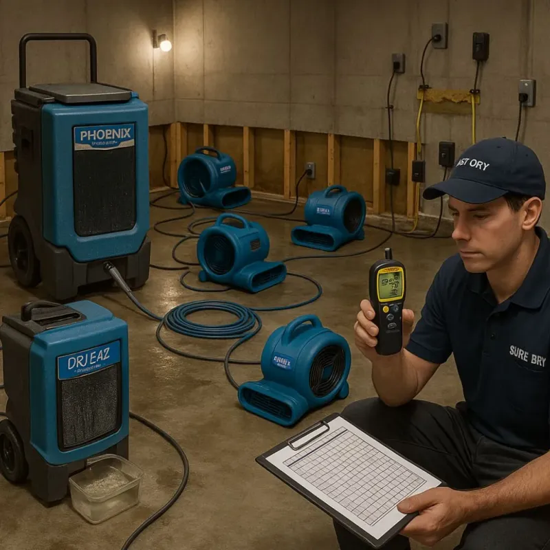 Structural Drying and Dehumidification process in Jacksonville Beach, FL